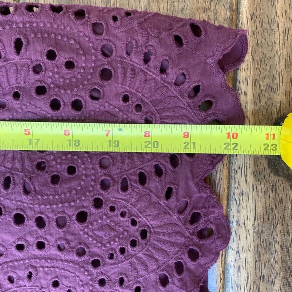 Anthropologie Porridge Women’s Small Short Sleeve Eyelet Lace Top Plum Purple - Picture 8 of 10